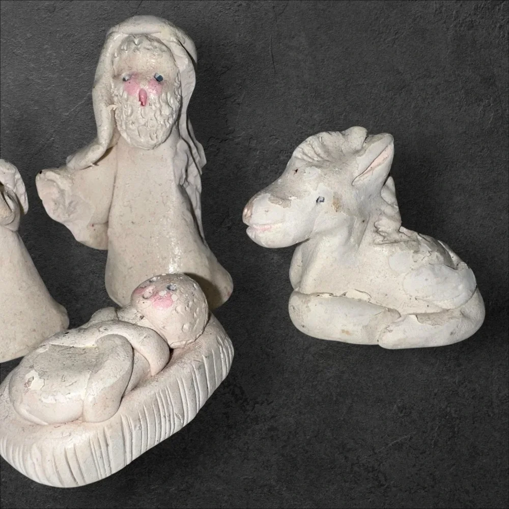 Vintage Small Clay Nativity‎ As/Is